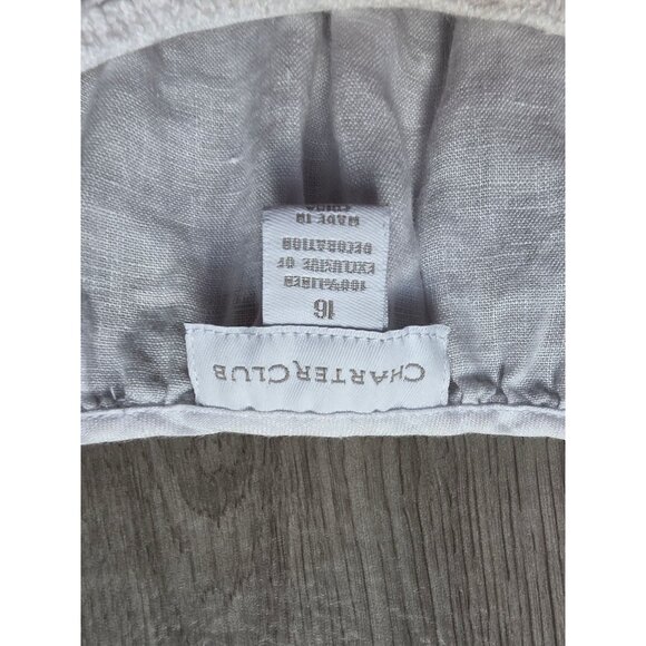 Charter Club White Crochet Neckline Linen Blouse Size 16 - Picture 5 of 7